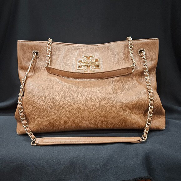 Tory Burch Handbags - TORY BURCH Britten Tiramisu Leather Convertible Shoulder/Crossbody Bag